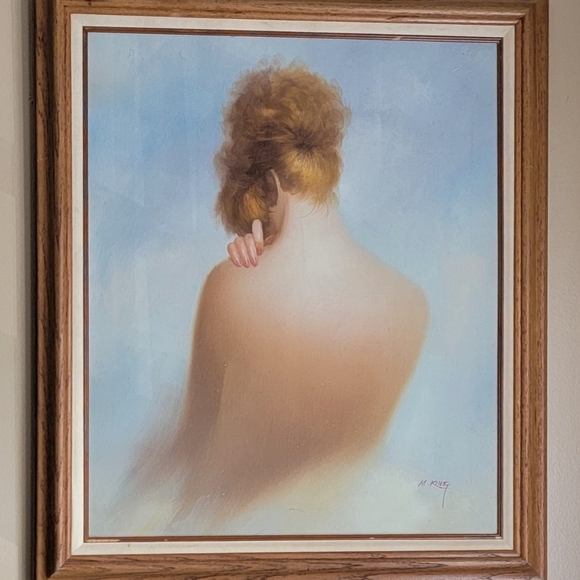 BEAUTIFUL VINTAGE 25X29 " FRAMED OIL ON CANVAS PAINTING SIGNED BY M. KING - Picture 6 of 14
